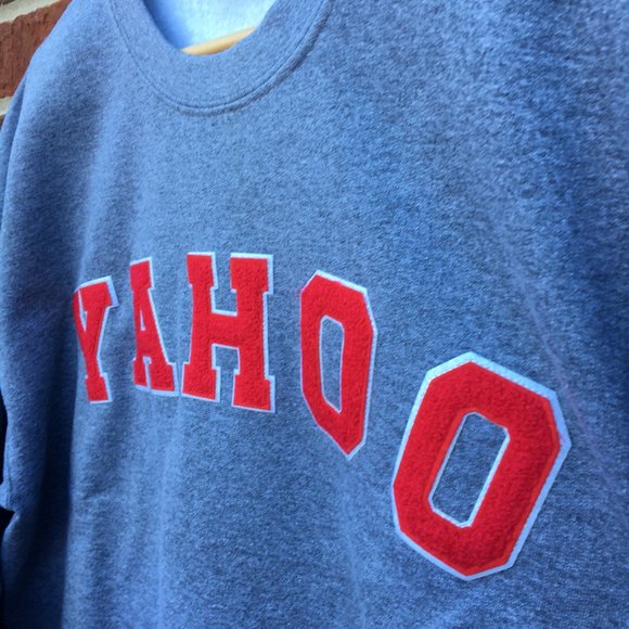 Yahoo Spellout Chenille Letters Sweatshirt Adult Large Gray - Picture 3 of 9